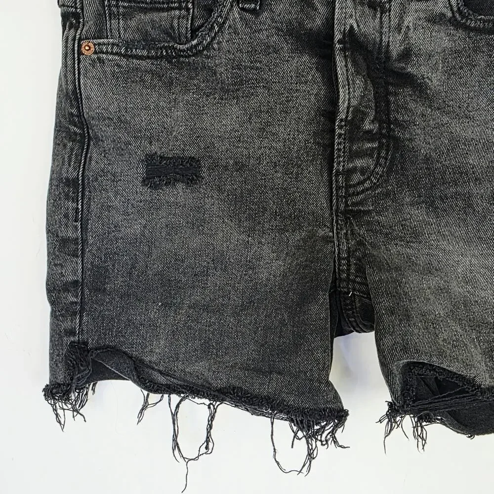 Old Navy O.G. Straight Shorts Size 4 Black Distressed High Rise Grunge Festival